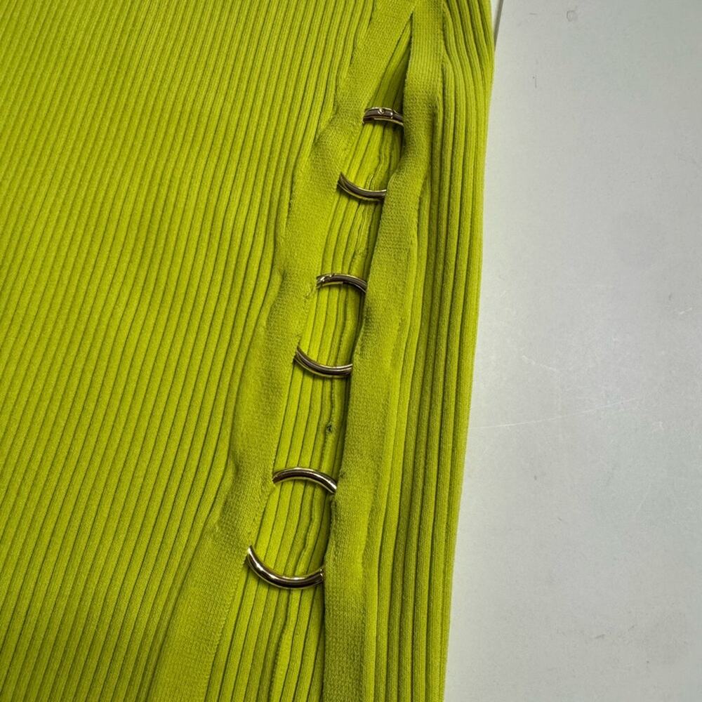 House of Harlow 1960 NWT Womens Sz S Neon Green Bodycon Maxi Dress Ring Detail - Picture 2 of 7